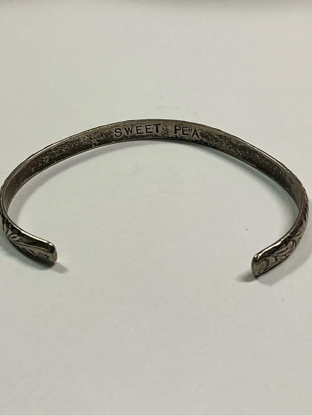 Sterling Silver Open Cuff Floral Bracelet.